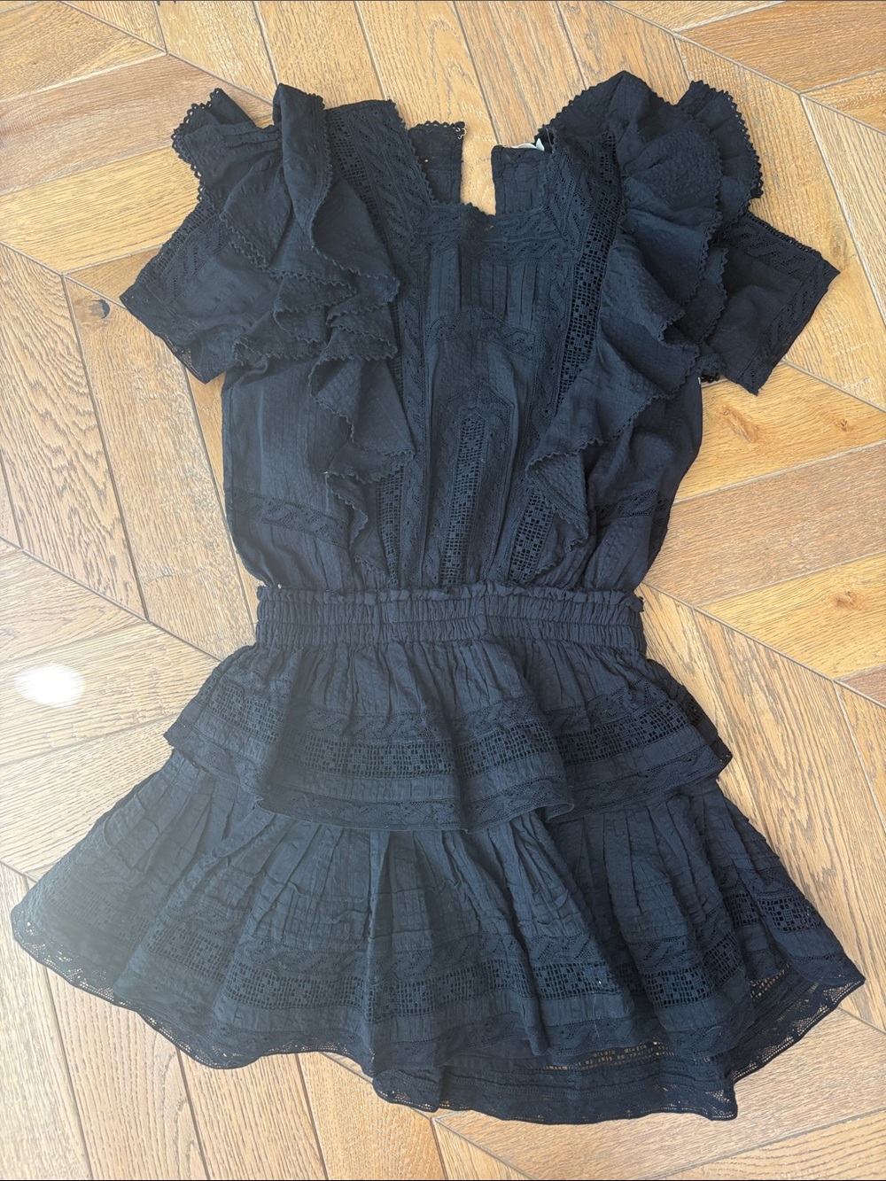 LoveShackFancy Black Ruffled Dress - Picture 1 of 3